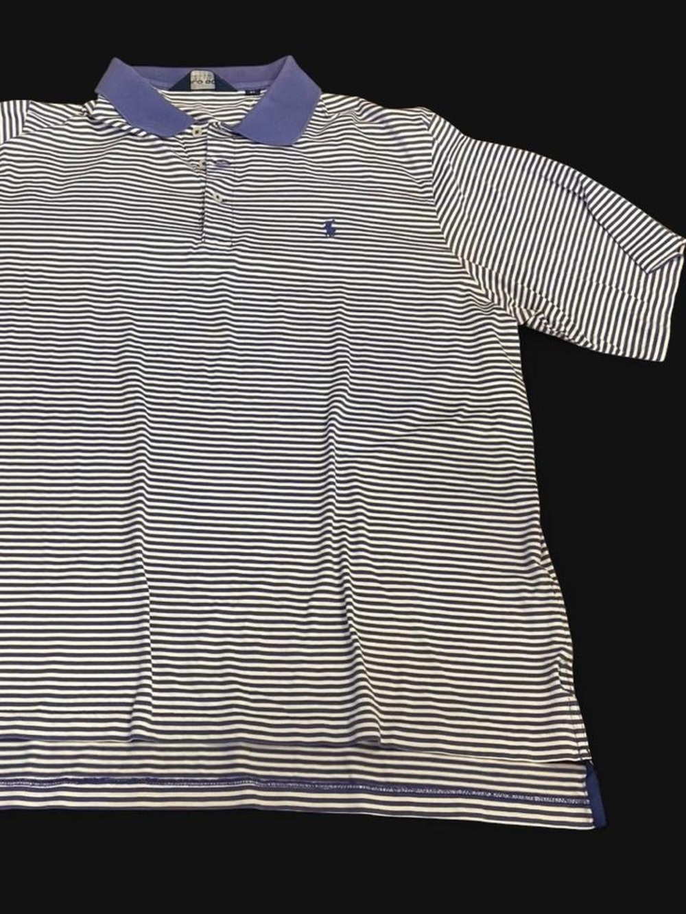 Men's Blue and White Striped Polo Ralph Lauren Shirt